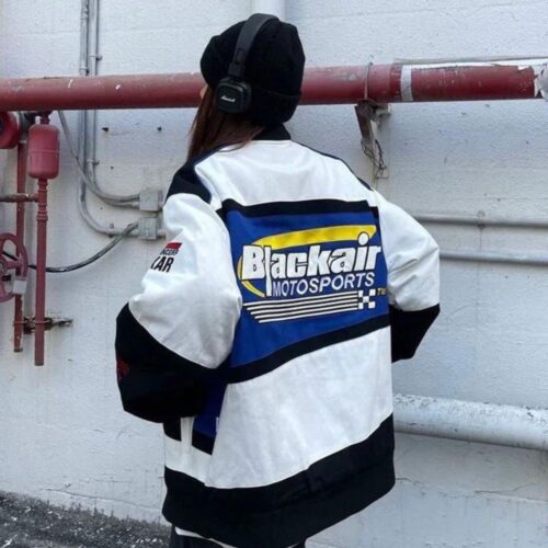 Blue BlackAir Jacket Side View – Premium Blue Urban Jacket for Women