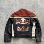 Side Profile of Red Bull Faux Leather Biker Jacket