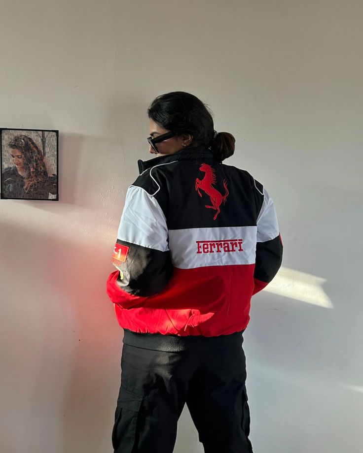 scuderia ferrari racing jacket women back logo detail