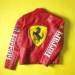 ferrari red leather jacket back panel stitching