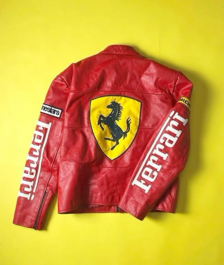 ferrari red leather jacket back panel stitching