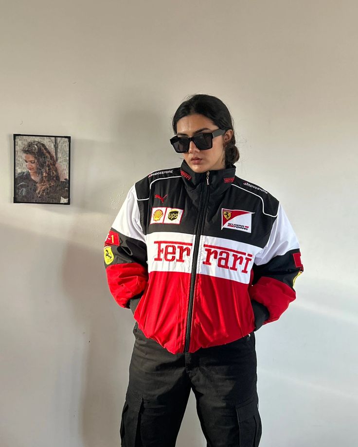women ferrari jacket red front view blackwingg